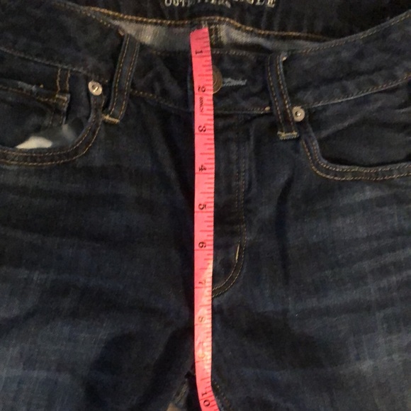 American Eagle Dark Wash Distressed Button Fly Tomgirl Jeans Size 0 - Picture 8 of 9